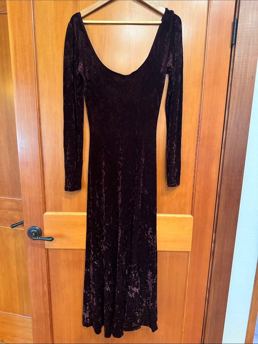 Vintage Betsy Johnson Crushed Velvet Scoopneck Dress in Deep Burgundy